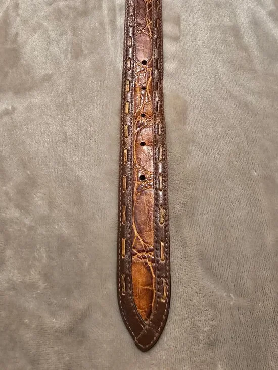 AVANZATA Leather, brown belt brass buckle, size 34 - Picture 2 of 8